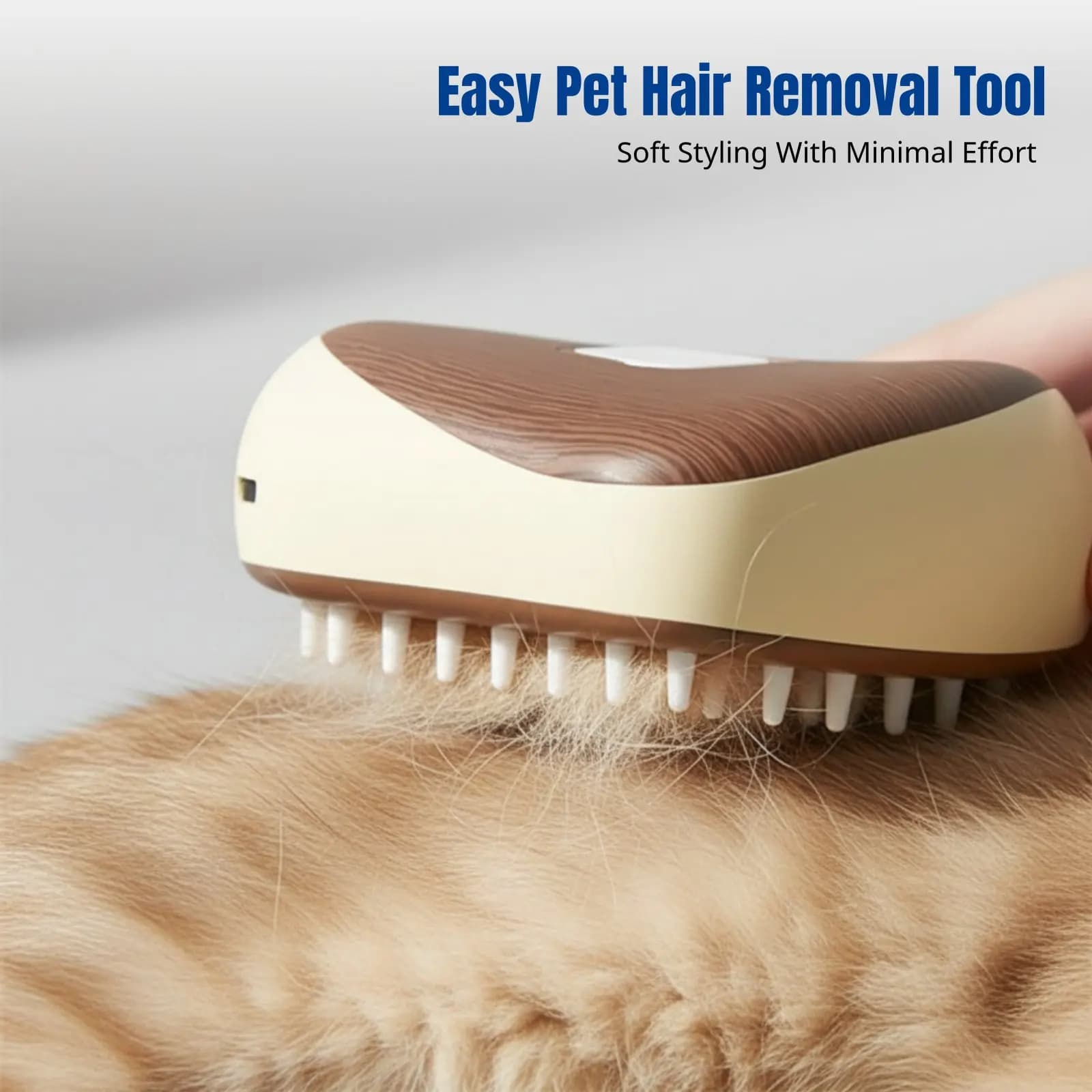 Pettine a vapore per animali domestici, spazzola per toelettatura con texture in legno, rimuovi peli per cani e gatti, detergente senza risciacquo