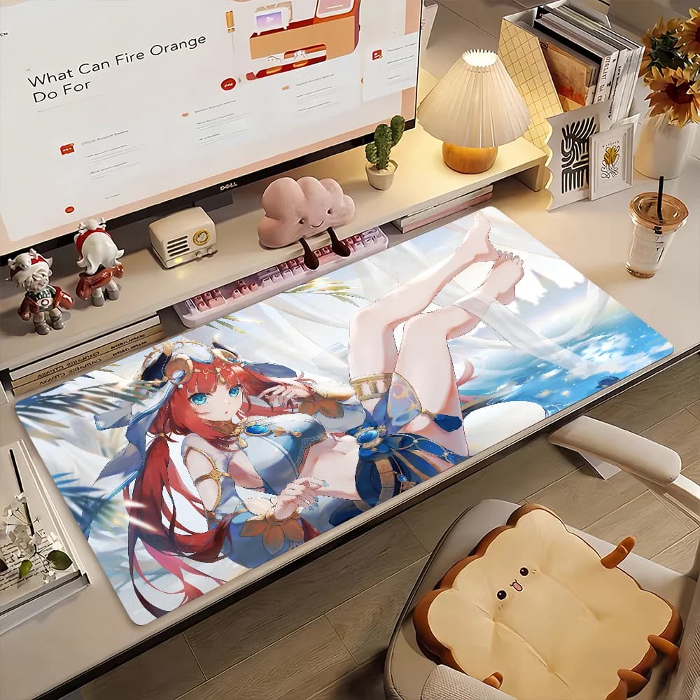 Nilou Genshin Impact Tappetino per mouse da gioco in gomma antiscivolo Gamer Balance Computer Mat Decoracion Deskmat Laptop Office Large
