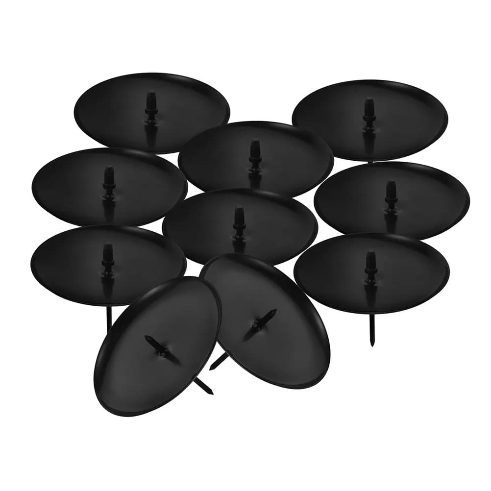 10Pcs Metal Wreath Plate Iron Fixator Round Tray for Pillar Candles Dining Table Centerpiece Holiday Home Decor