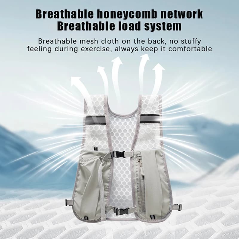 Running vest with storage pocket for phone Light running vest Reflective backpack for hydration and water for cycling