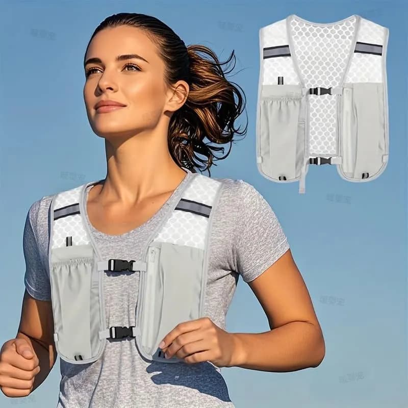 Reflective Hydration Water Chest Pack with Phone Holder Vest Outdoor Running Water Bottle Storage Vest Lightweight Running Vest