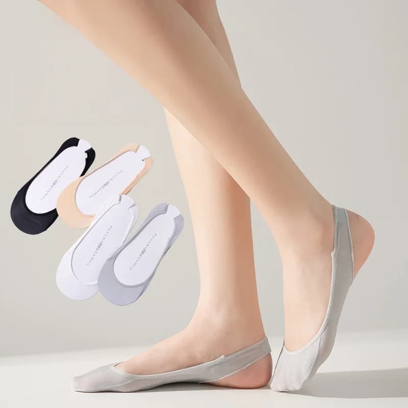 1/3/5 pairs of socks No-Show in chilled silk Women's Summer socks with silicone handle for sandals Memory cushion Invisible socks with ultra low cut