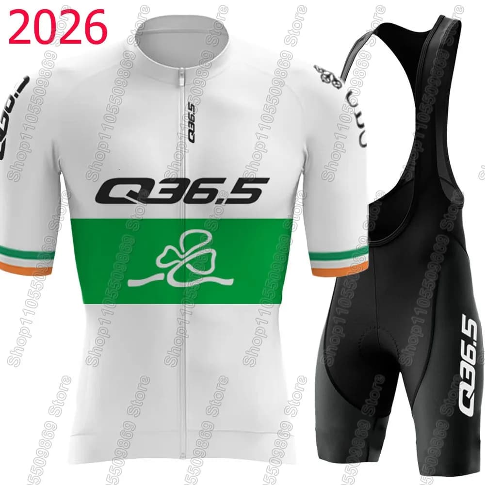 Completo da Ciclismo Q36.5 Irish Cycling Jersey Team 2026, Maglia a Maniche Corte e Pantaloncini con Bretelle, Abbigliamento da Bici da Strada per Uomo, Stile Svizzero, MTB
