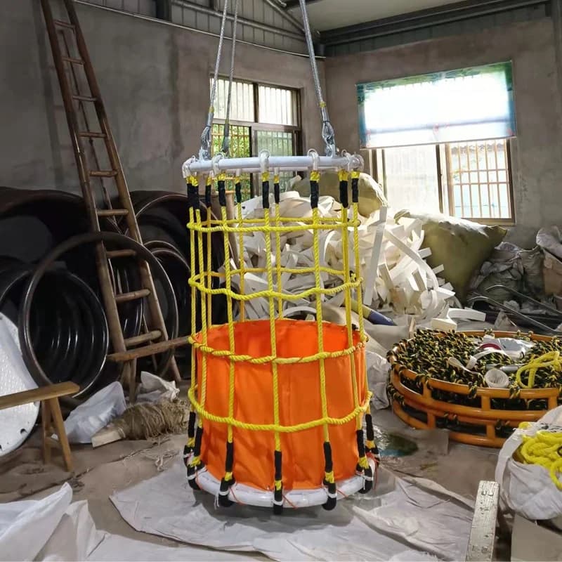 Nylon Rope Marine Personnel Transfer Basket Inflatable Inner Lining Offshore Safety Transfer Cage Customized