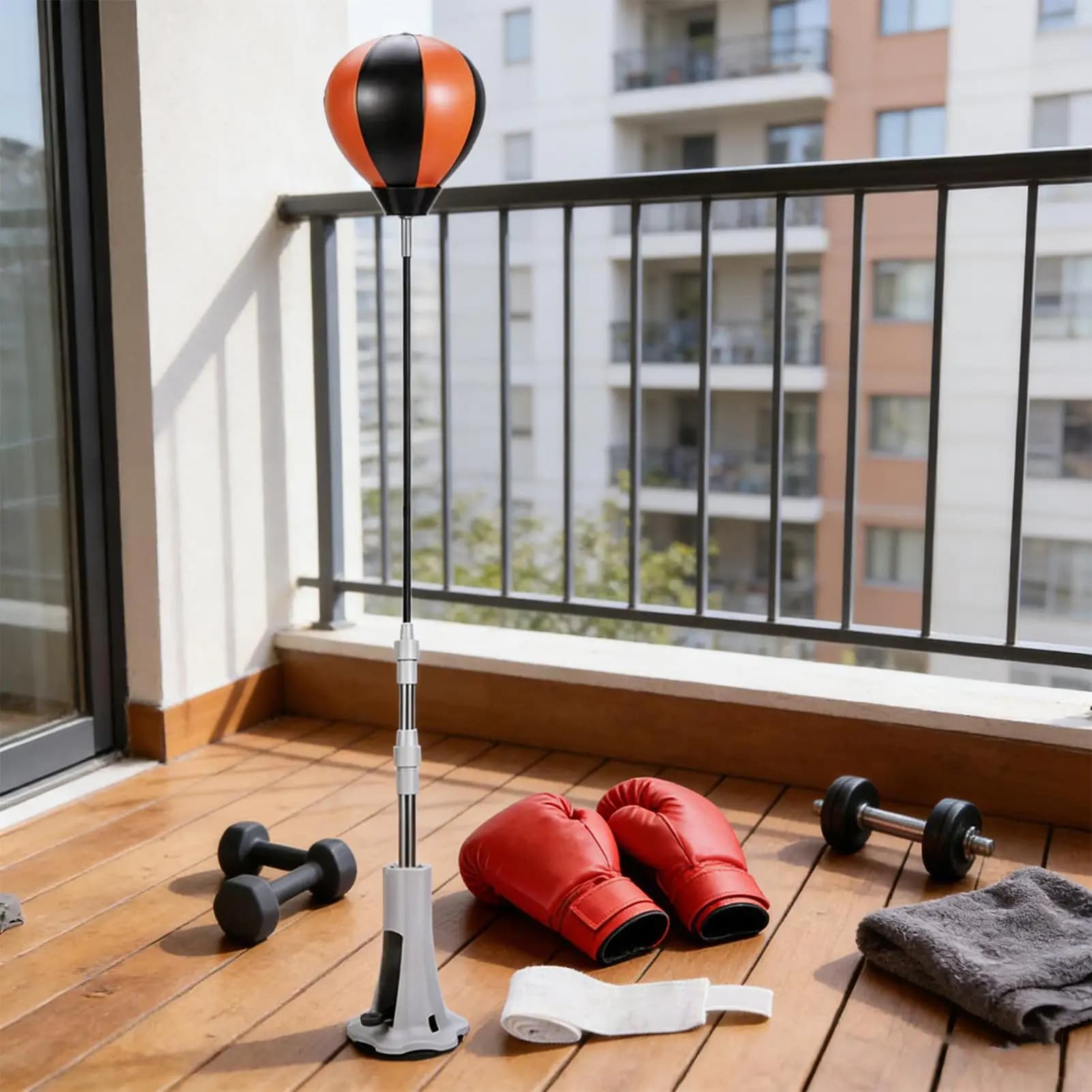 Sacco da Boxe con Supporto a Ventosa, Attrezzo per Allenamento, Antistress, per Casa, Palestra, Ufficio, Fitness, Giardino