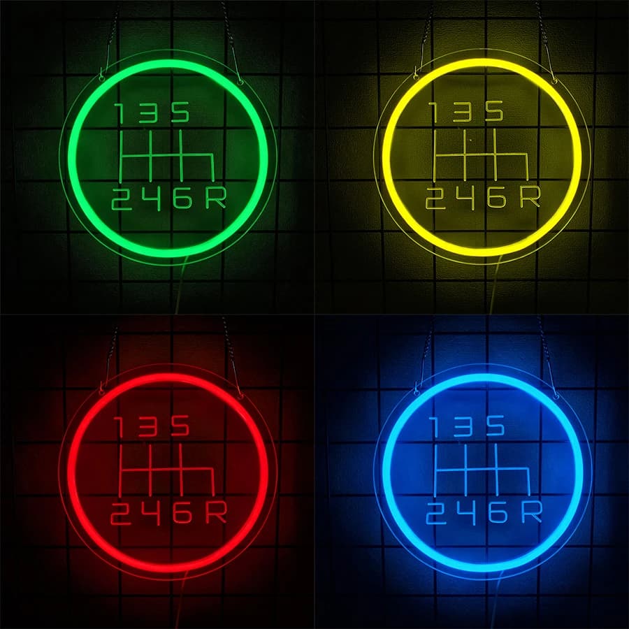 Insegna al neon a LED per garage, icona ingranaggio 3D intagliata, adatta per la decorazione di stanze, garage, man cave, il miglior regalo per papà e gli amanti delle auto.