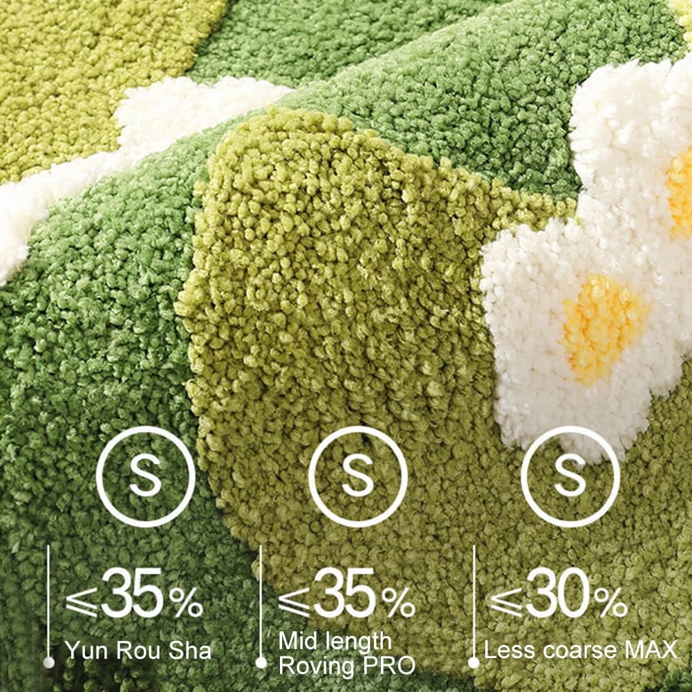 Plush Bedroom Bedside Area Rug Fluffy Green Forest Irregular Floor Mat Moss Green Carpet Three-Dimensional Flocking Bedroom Rug