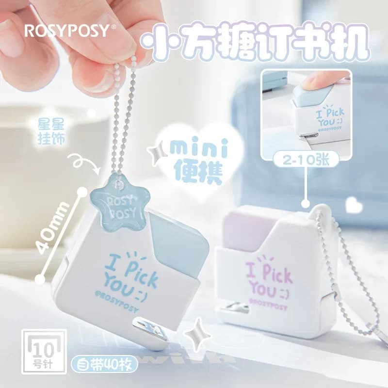 Mini cucitrice portatile a colori con 40 pezzi No.10 Graffette Rilegatrice per carta Rilegatrice per ufficio Forniture per rilegatura scolastiche