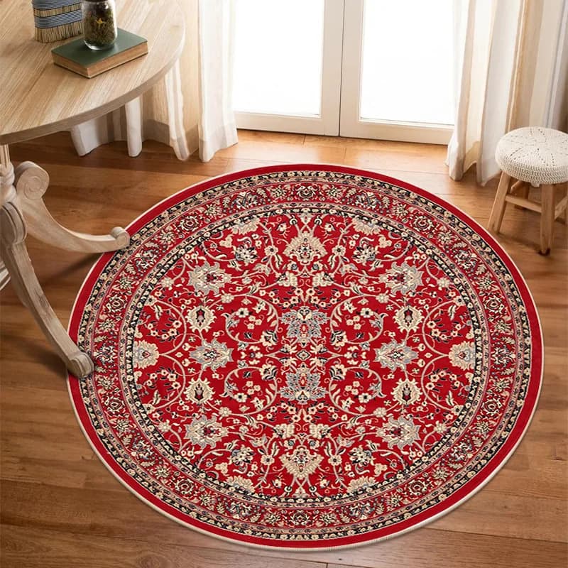 VIKAMA Crystal fleece mat Famous vintage round Persian carpet Living Room Bedroom Office Guardaroba Anti-slip washable carpets