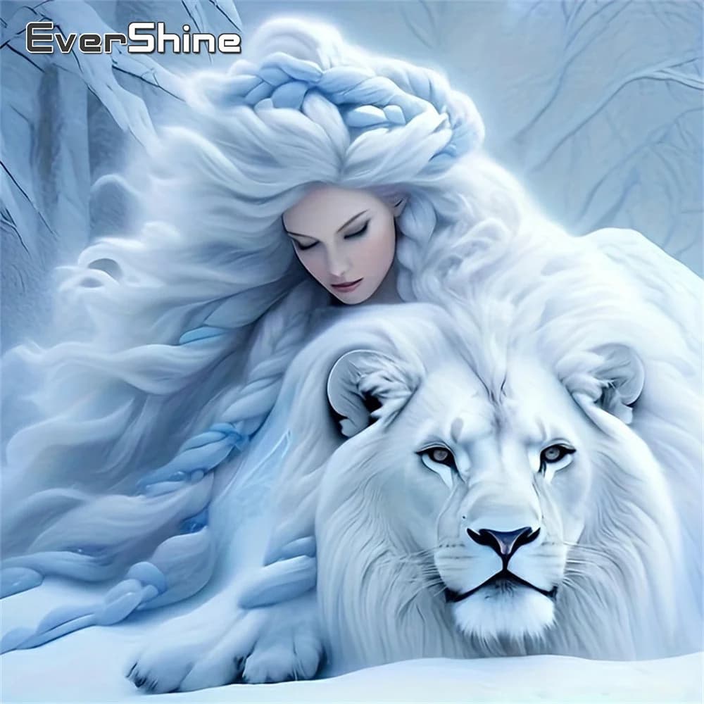 Evershine diamante ricamo leone animale pittura donna nuovo arrivo ragazza pieno quadrato rotondo ritratto mosaico decorazione della parete invernale
