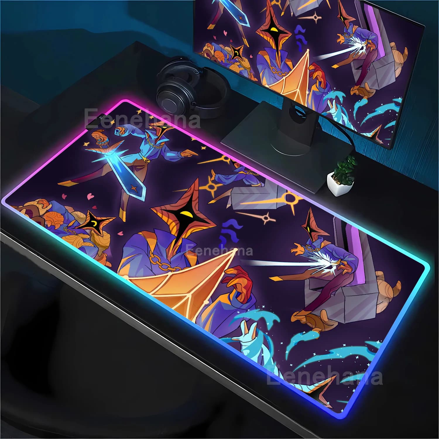 Tappetino per mouse RGB Slay the Spire 2 gamer, tastiera antiscivolo, stampa HD, tappetino per mouse a LED, per ufficio, PC, con bordi rifiniti, retroilluminato, tappetino da scrivania