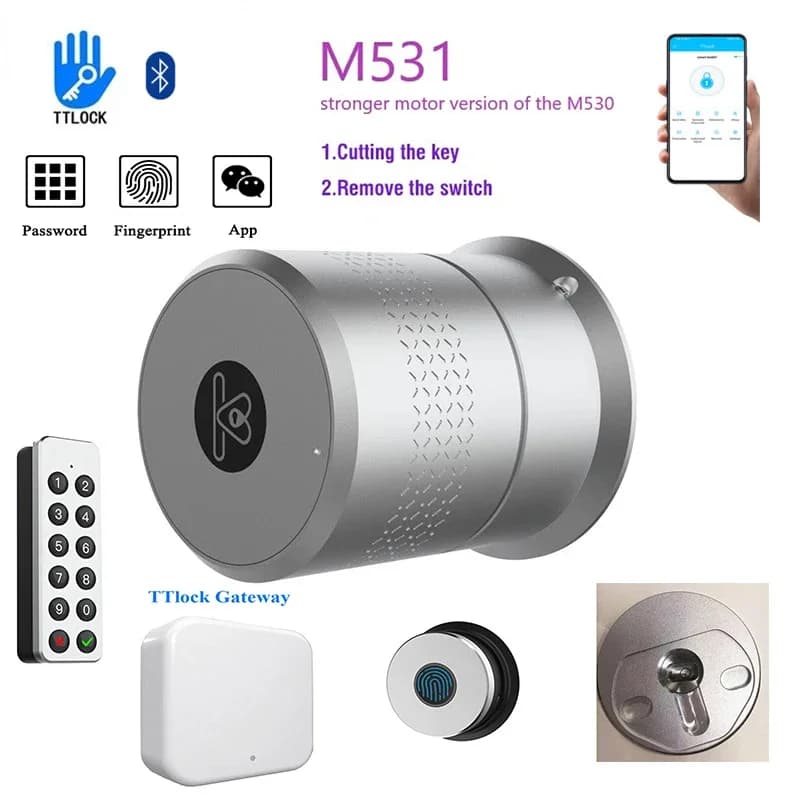TTLock M531 Smart Door Lock App Wehere Telecomando compatibile con Bluetooth Blocco a cilindro Tastiera con impronta digitale Sblocco APP TTLock