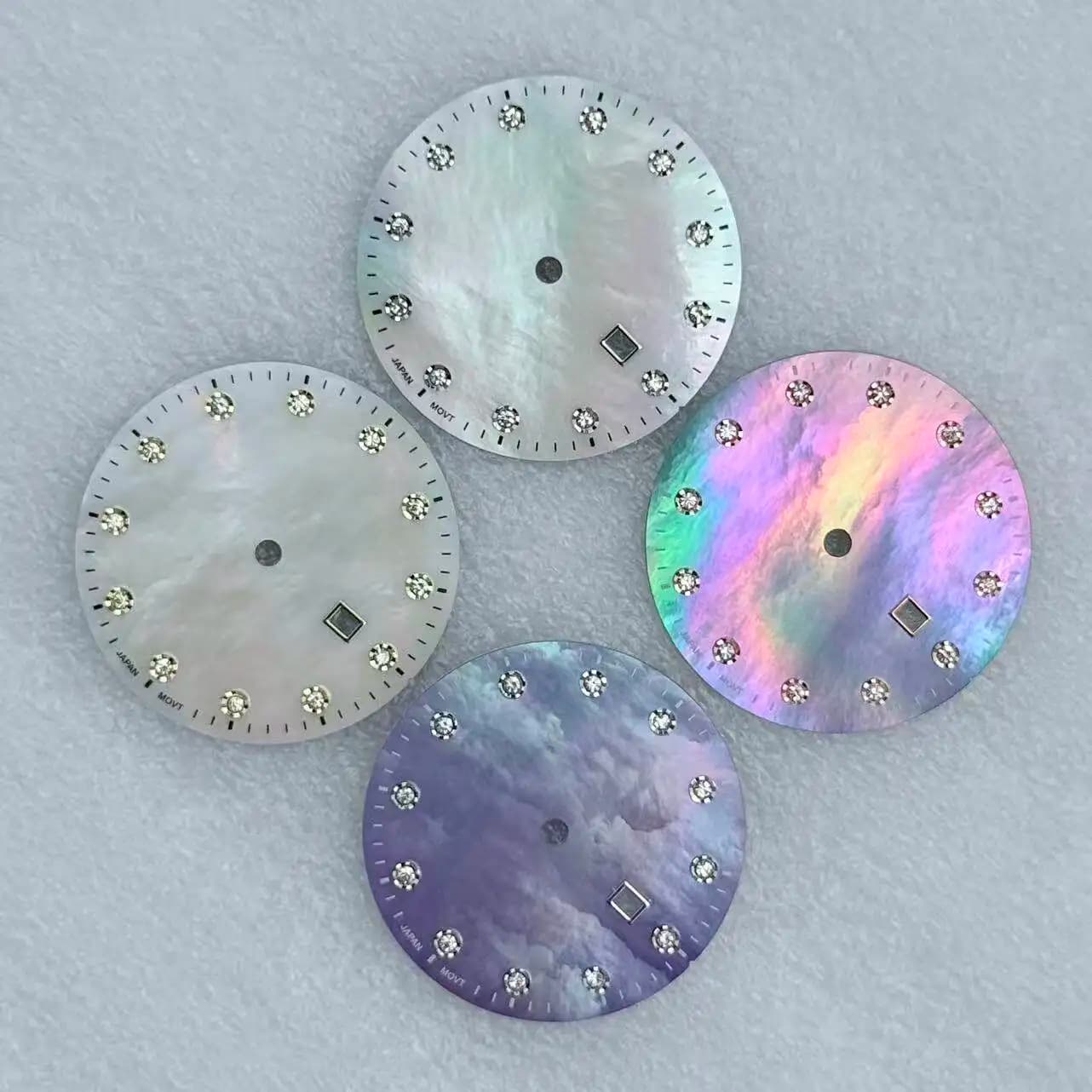 Nuova Cinturino Personalizzato Modificato da 31mm per Donna, Quadrante in Madreperla con Diamanti, Adatto per Movimento VJ24 con Quadrante da 25.8mm