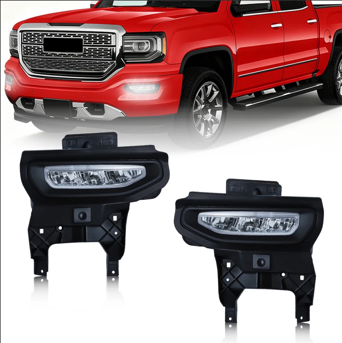 DLAA Fog Lamps For GMC Sierra 1500 2016 2017 2018 LED Car FDRL Daytime Running Lights Front Bumper Headlights White Daylights 12
