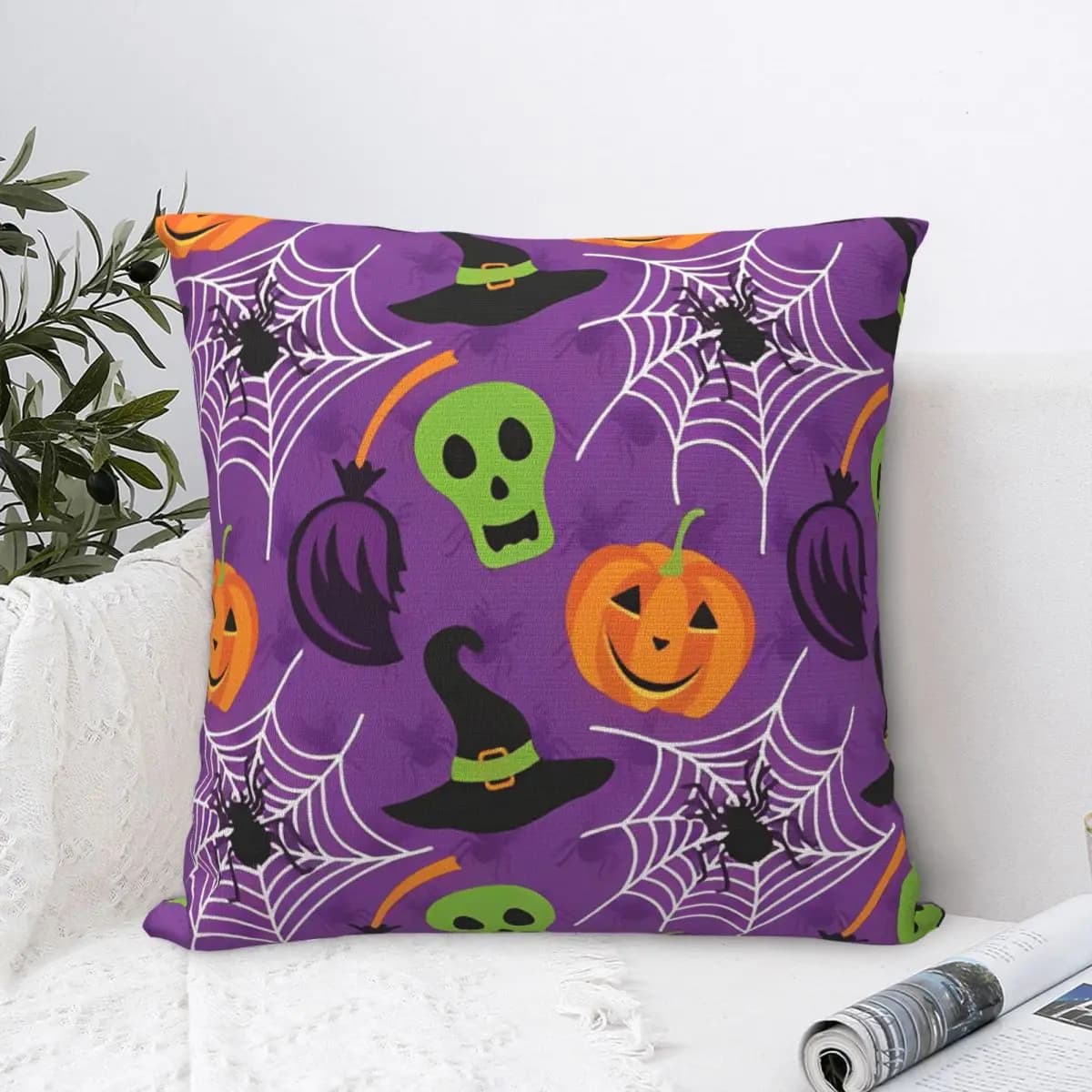 Pillow Cover Halloween Pumpkin Bat Graphic Cushion Cover Morden Pillow Case For Sofa Car Home Decor Pillowcases