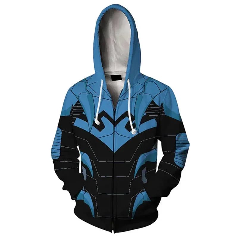 Felpa con cappuccio cosplay scarabeo blu Uniforme scolastica in poliestere unisex stampata in 3D Costume scarabeo blu Felpa con cappuccio primaverile sottile Party Jacketaa