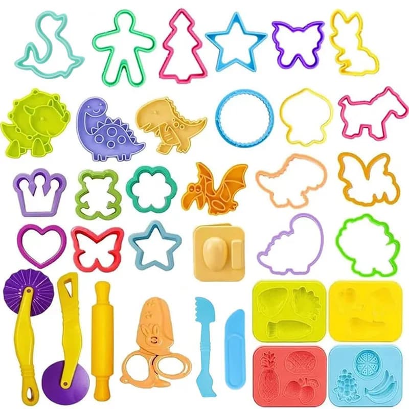 Strumenti per il gioco dell'impasto per bambini Accessori per l'impasto Stampi Dinosauro Frutta Roller Cutter Scissor Plastilina Stampo per argilla Giocattoli fai da te per bambini
