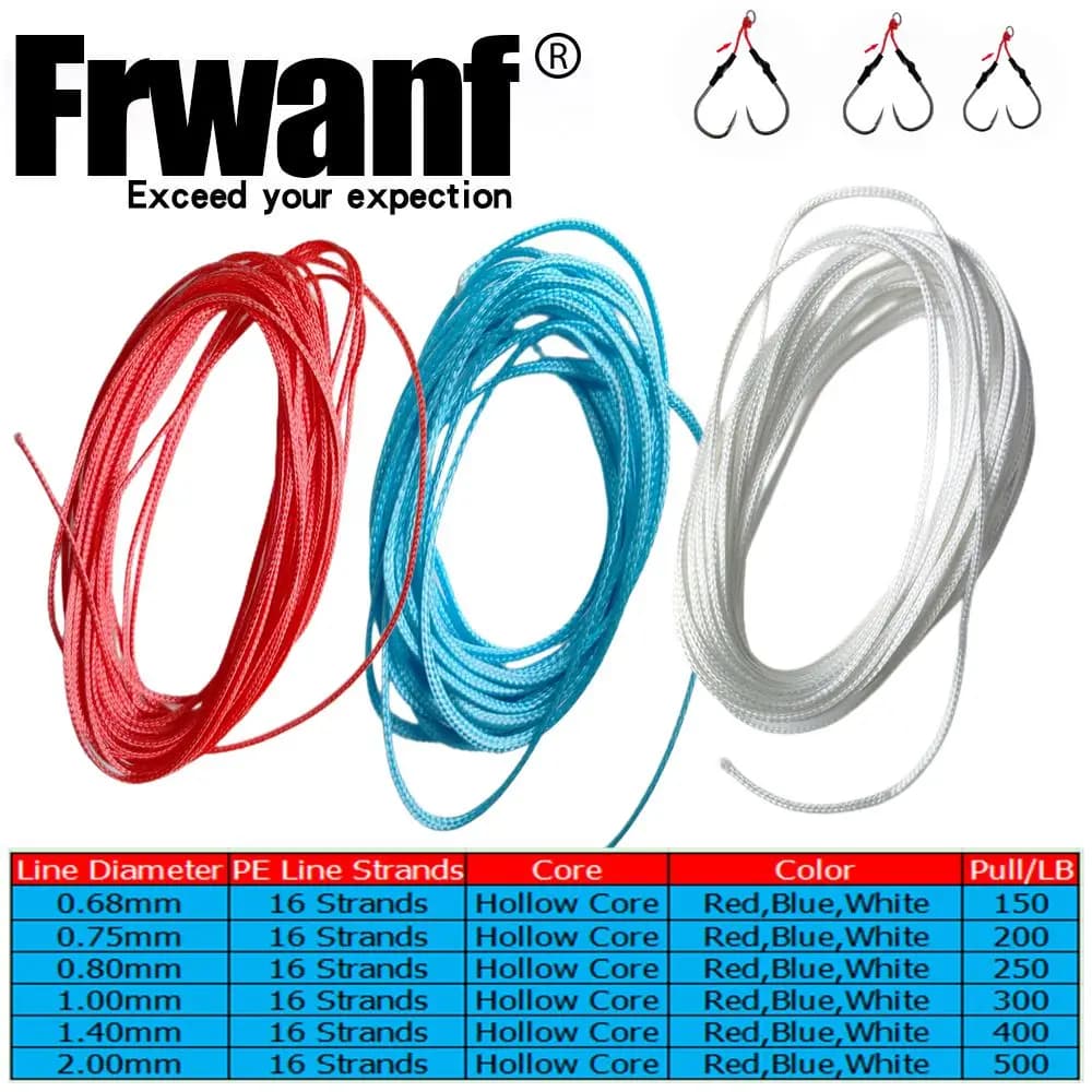 Frwanf 10 m/lotto 16 Fili PE Treccia Linea di Pesca Super Forte Nucleo Cavo Corda per Jig Assist Gancio Rigging Diving Spear pesca