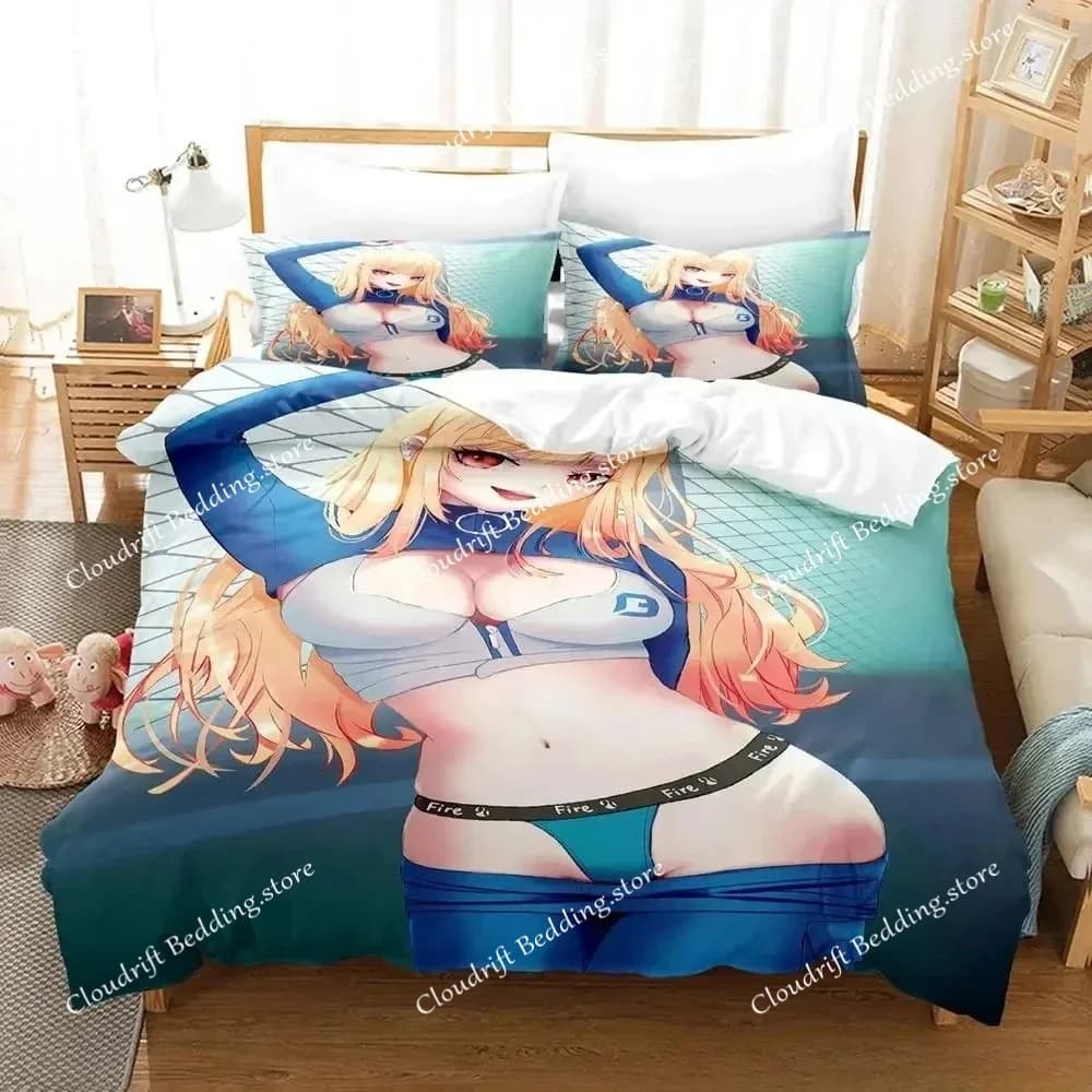 Nuovo set di biancheria da letto Marin Kitagawa, set letto singolo, matrimoniale, queen size, king size, per adulti e bambini, set copripiumino con stampa 3D anime.