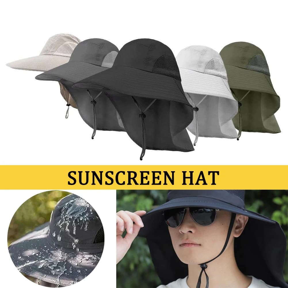 Cappello da Sole a Tesa Larga Regolabile per Esterni Uomo Donna, Cappello da Escursionismo Pesca con Protezione UPF 50+, Cappello Safari con Protezione Collo, Cappello da Pescatore 2026