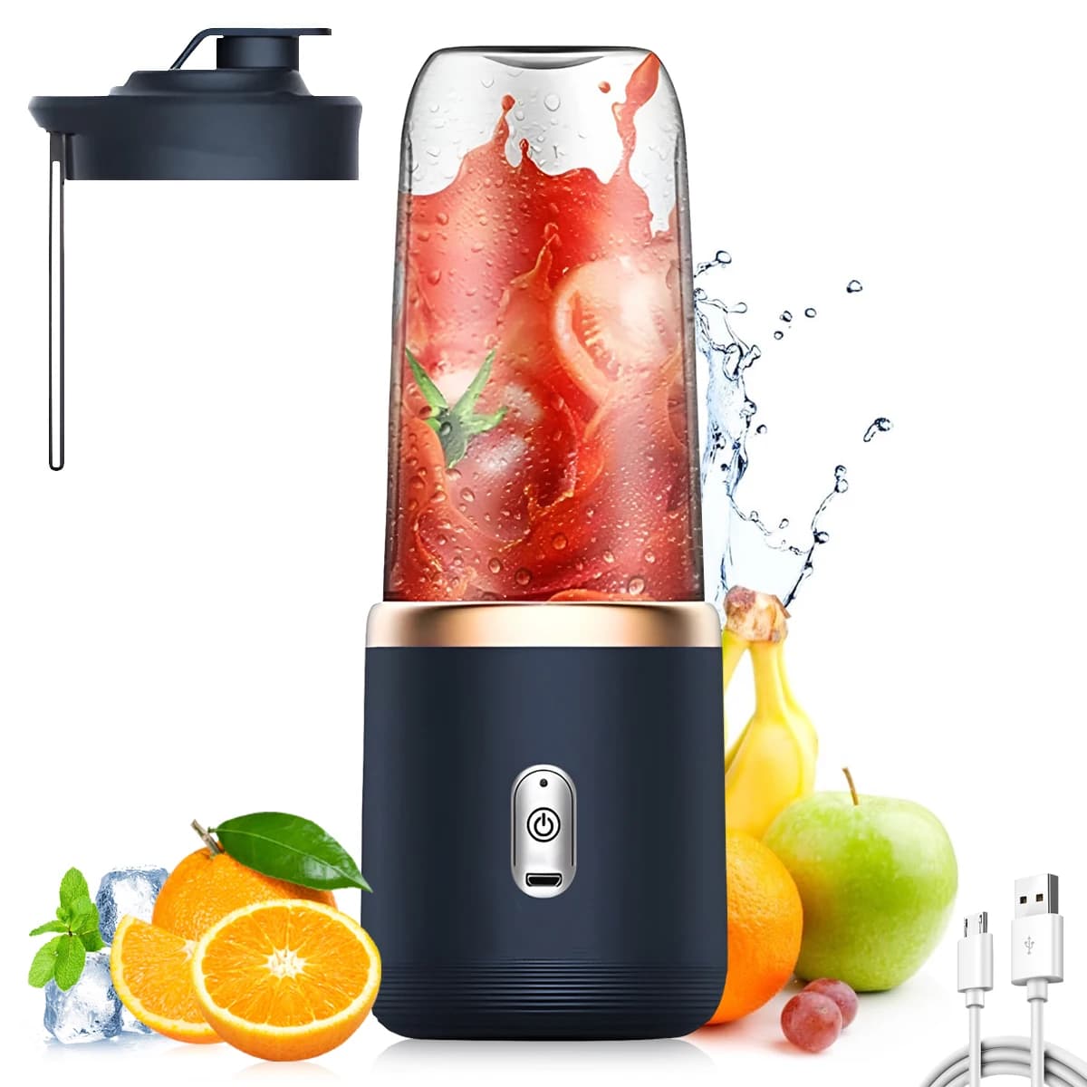 Frullatori portatili per succhi di frutta Mini bottiglia elettrica personale estiva per la casa USB 6 lame Spremiagrumi per cucina