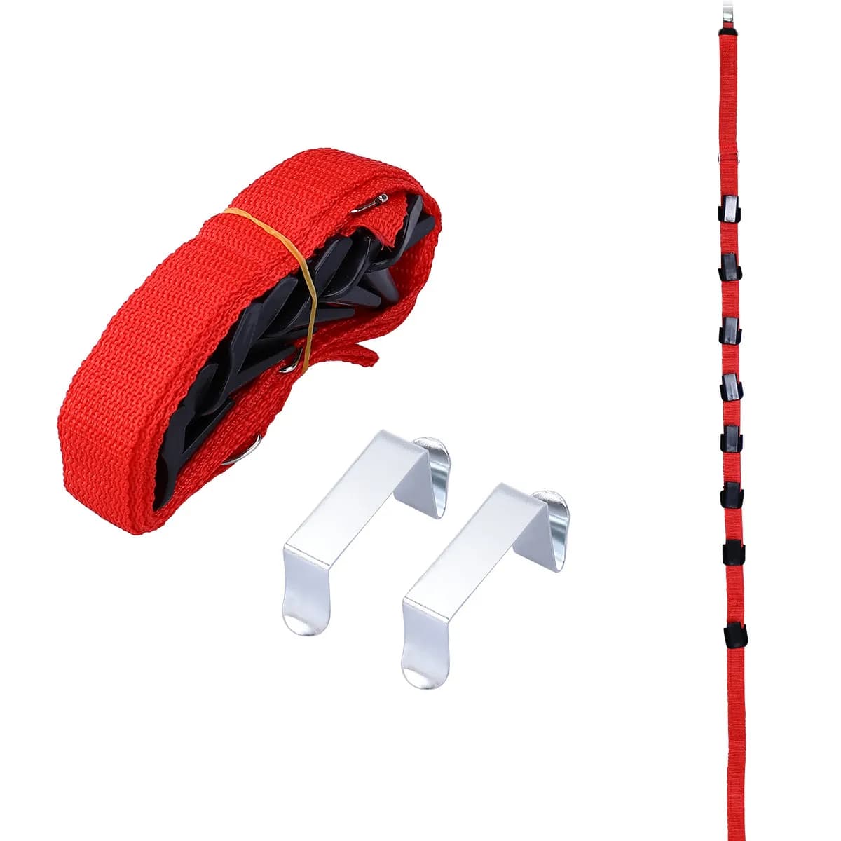 Adjustable Door Back Hook Hanger for Bags Hats Coats Towels Clothes Organizer Strap Width 2.5cm Max Length 210Cm Nylon ABS