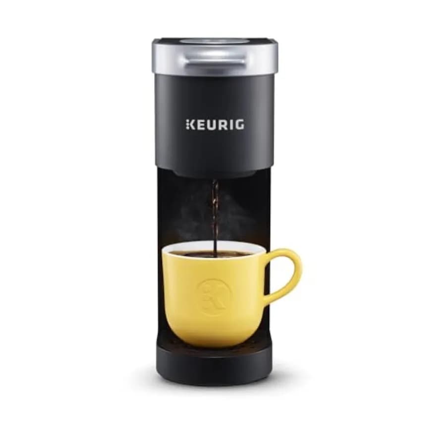 Single-serve K-Cup coffee maker for small spaces black plastic compact 5-inch width cord storage 612 oz brew size