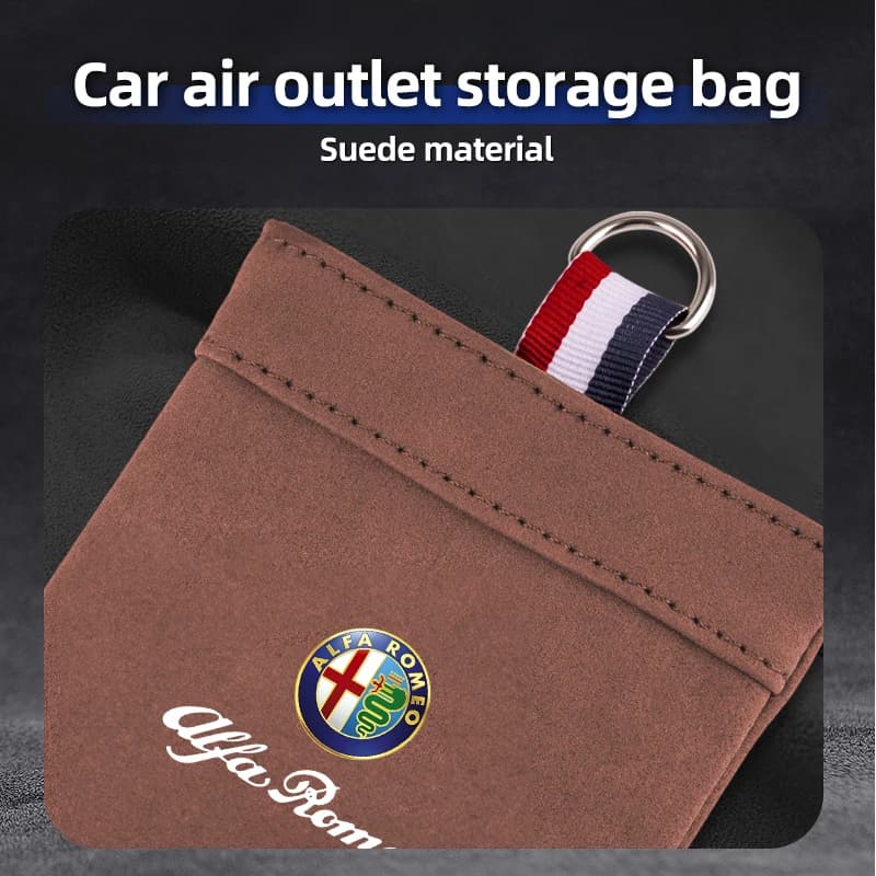 Air Vent Faux Fur Storage Hanging Bag For Alfa Romeo 159 Giulietta Giulia 147 Mito 156 166 GT Stelvio F1 Brera Volante Tonale