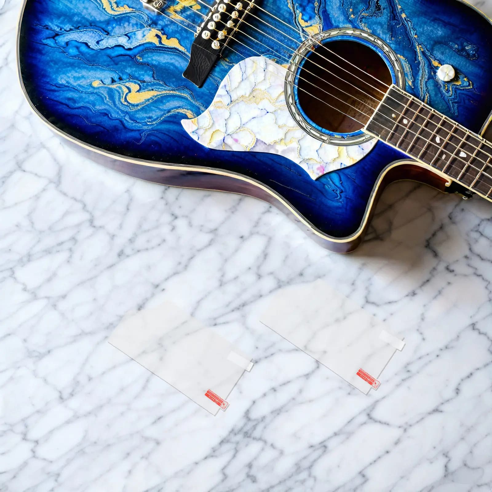 2 Pezzi Pellicola Protettiva Trasparente per Chitarra Acustica 0,1mm Ultra Sottile Autoadesiva Antigraffio per la Suonatura
