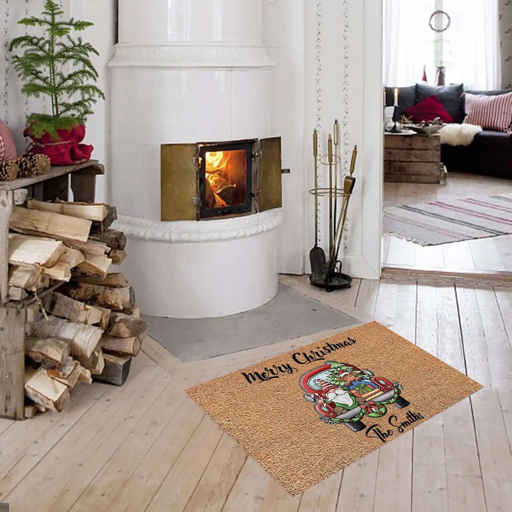AA94-Tappetino Natalizio Antiscivolo per Interni, Tappeto d'Ingresso Personalizzato, Tappetino Creativo Natalizio