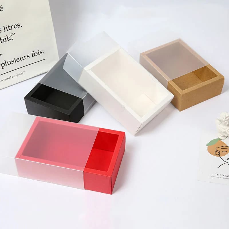 10 scatole regalo in carta kraft con finestre in PVC satinato, confezioni per biscotti da matrimonio, scatole per caramelle, cassetti raffinati, loghi personalizzabili
