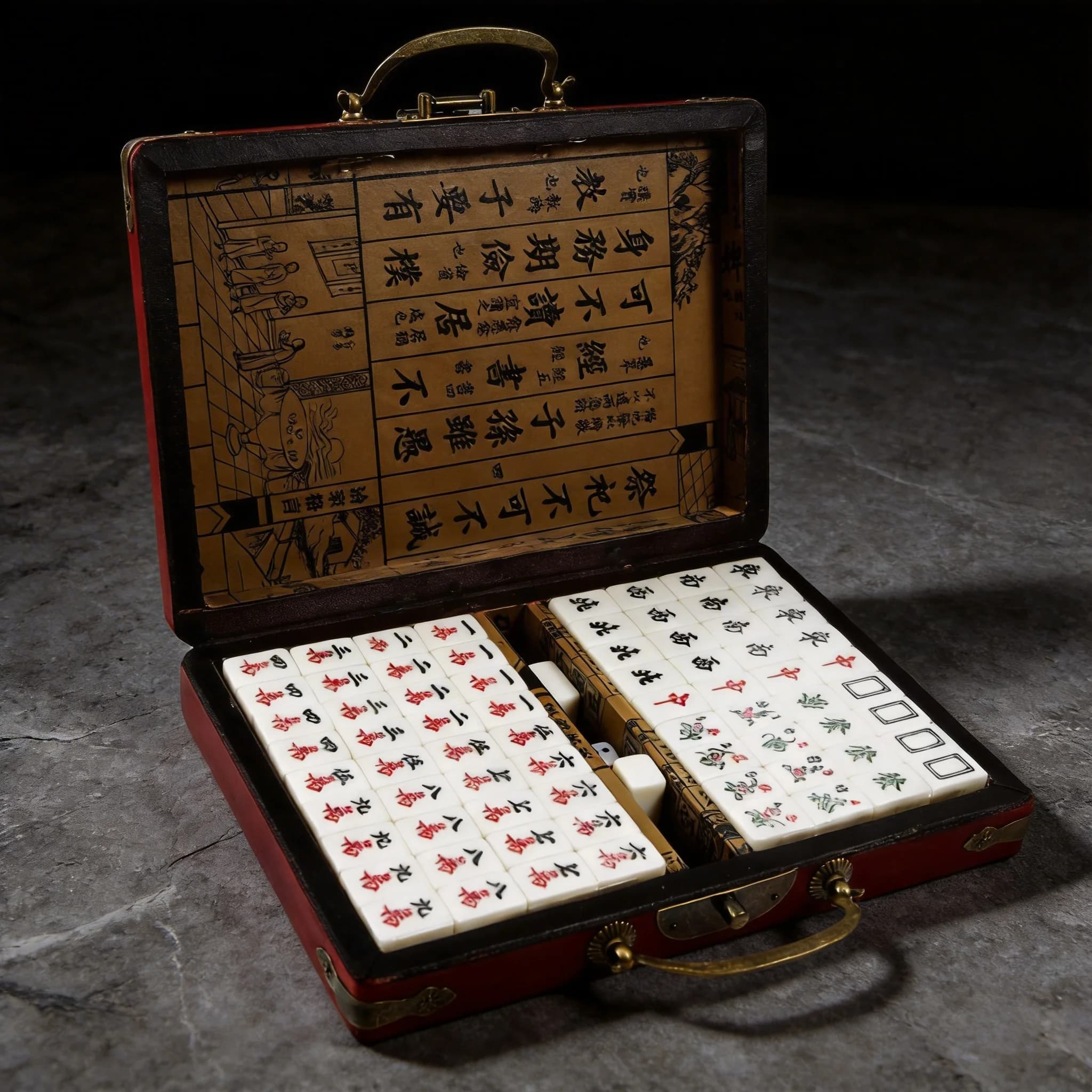 Set Mahjong Cinese Vintage Tradizionale con 144 Tessere, Gioco Mah-Jong con Scatola Portatile, Domino Cinese per Adulti Nuovo MsgDice