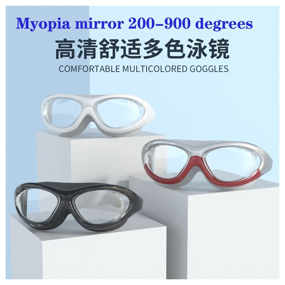 Miopia mirror 200-900 degrees big glasses swim glasses lenses swim glasses for adults