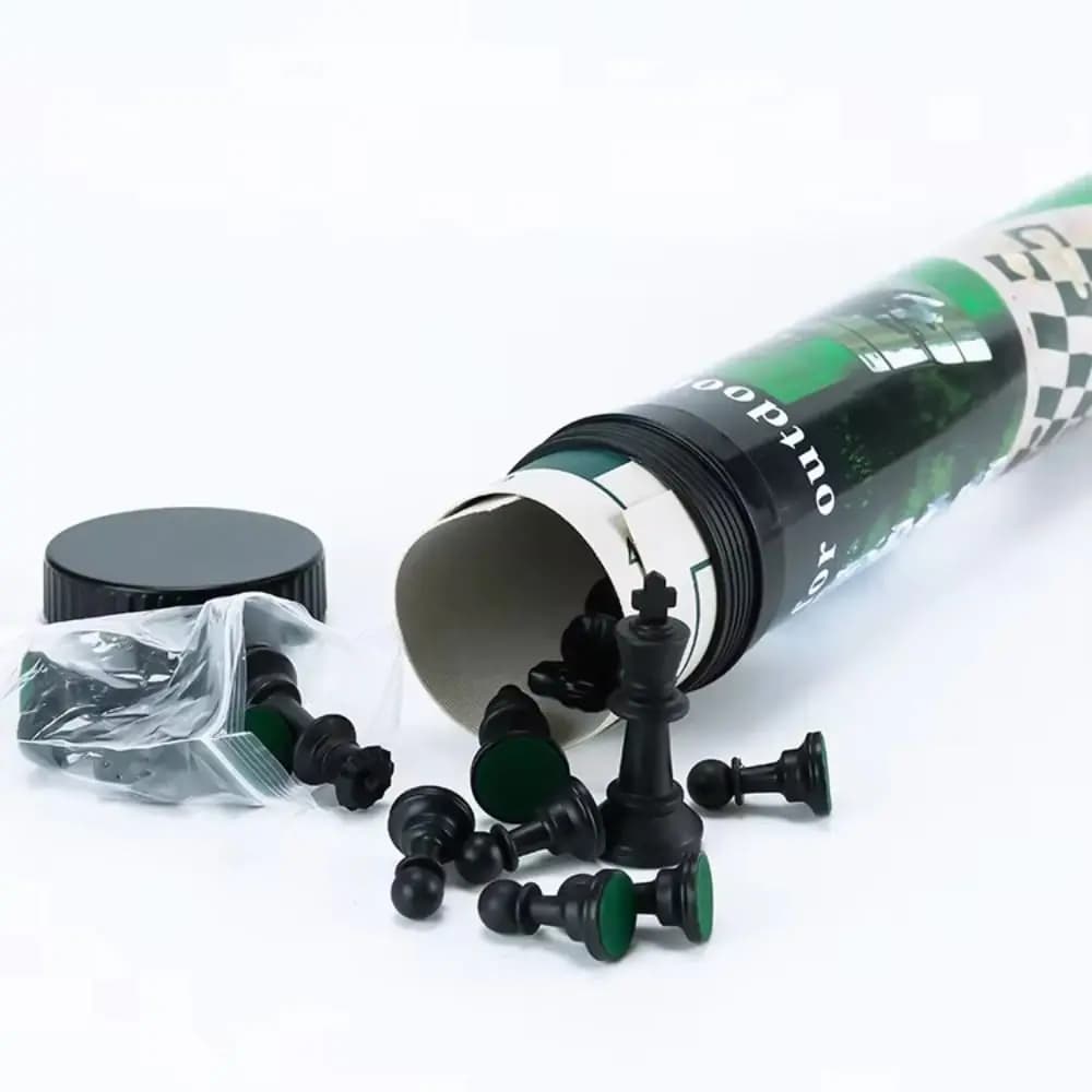 Giochi da tavolo Scacchiera pieghevole 34 cm/50 cm Secchio da imballaggio Set di scacchi da viaggio all'aperto Set di scacchi educativi in bianco e nero