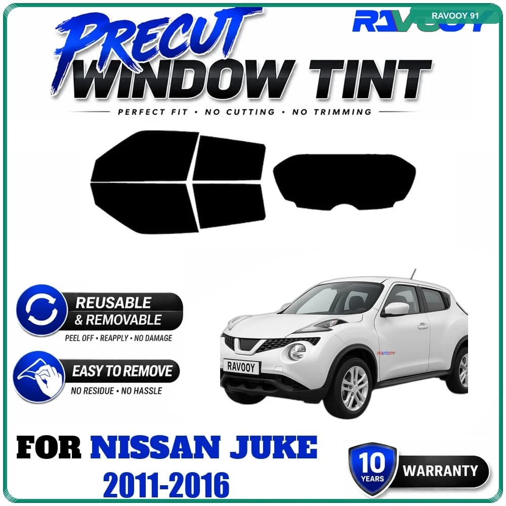 RAVOOY Precut Window Tint, Reusable Removable EPU Film, Custom Fit for Nissan JUKE 2011-2016, UV Heat Protection