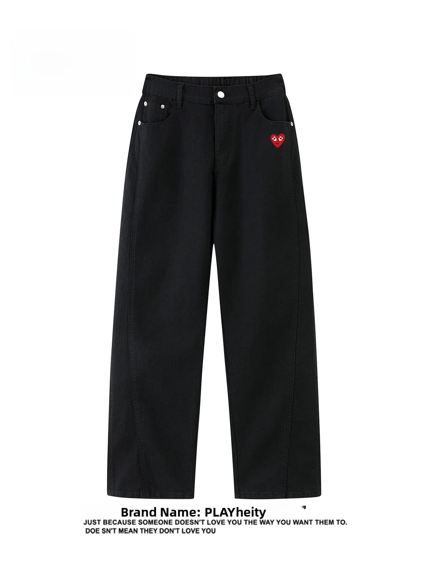 Jeans Americani a Gamba Dritta con Effetto Snellente per Uomo e Donna di Play Hei, Pantaloni Casual in Denim di Cotone a Zampa d'Elefante