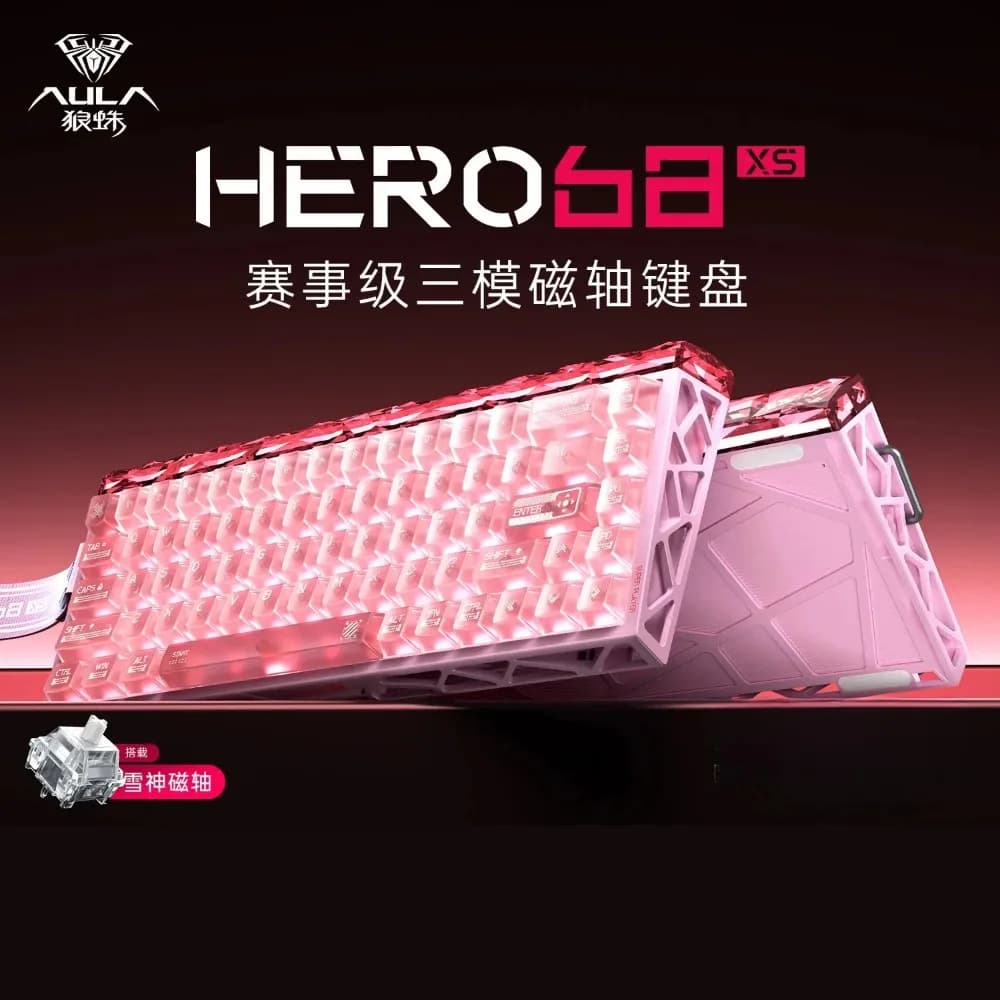 AULA Hero68 XS Magnetic Gaming Keyboard Tri-Mode Wireless Hall Effect SOCD Programmable Dual 8K Rapid Trigger RT0.005mm Keyboard