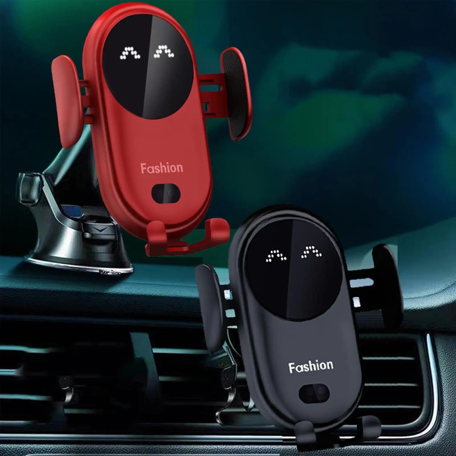 Supporto per Telefono Auto con Sensore a Infrarossi, Caricatore Wireless 10W, Supporto con Ventosa per iPhone e Samsung