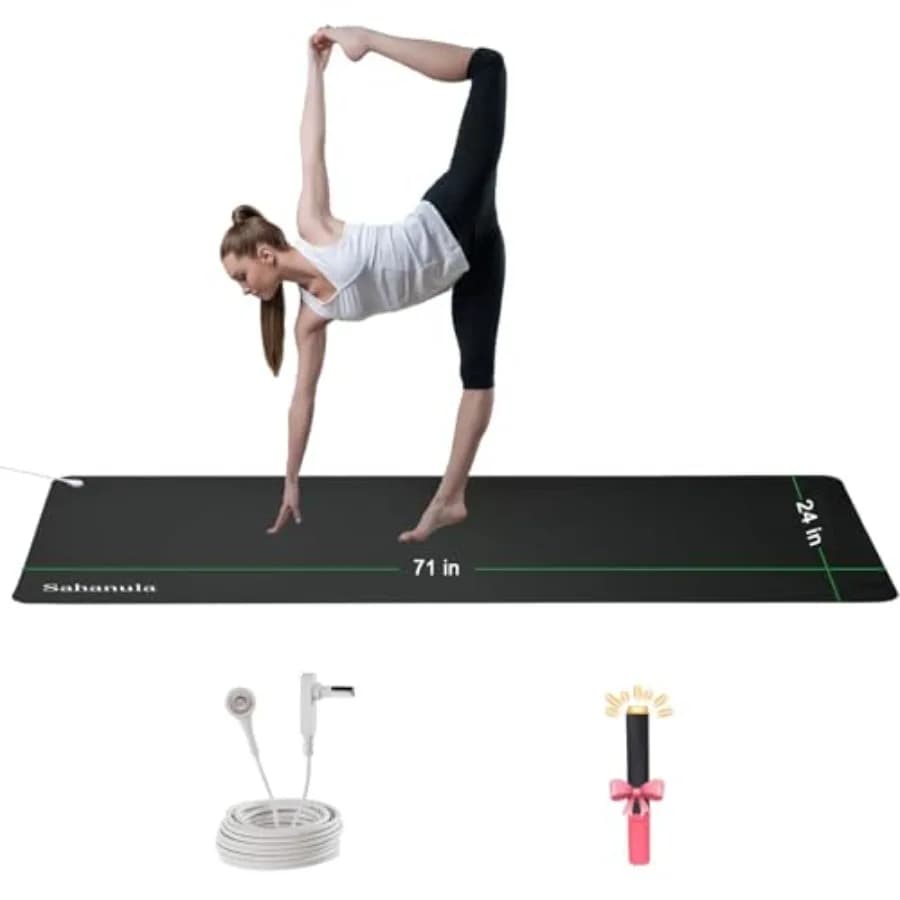 Tappetino Yoga con Messa a Terra - Tappetino Fitness Antiscivolo Migliorato con Cavo da 4,5 Metri, Tappetini con Messa a Terra per Yoga e Sonno