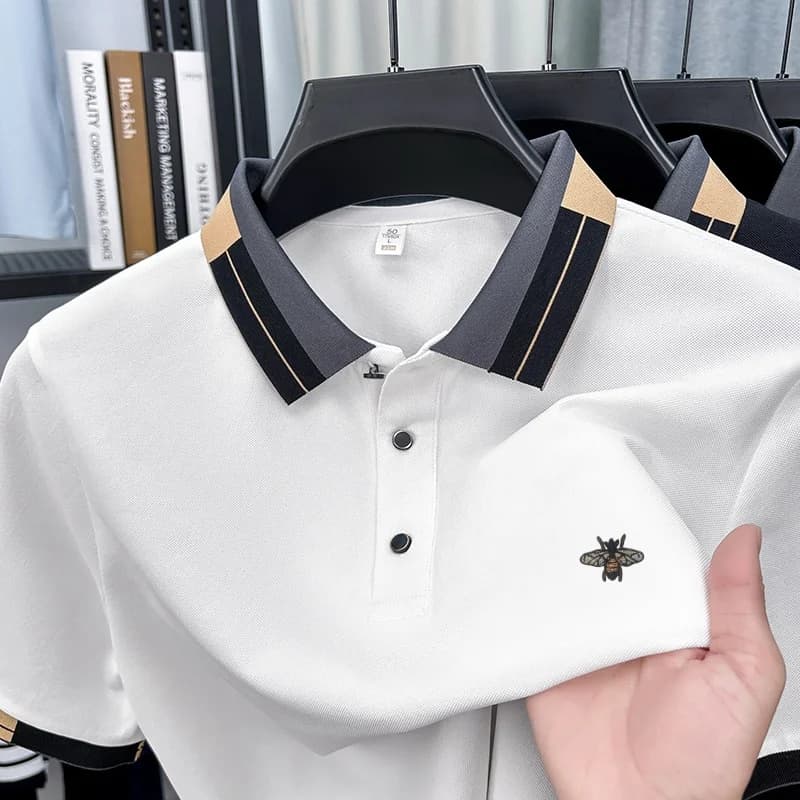 T-shirt di Lusso da Uomo con Stampa Ape, Design Originale, Nuova Polo Estiva con Colletto, Manica Corta, Abbigliamento Maschile Alla Moda per Business