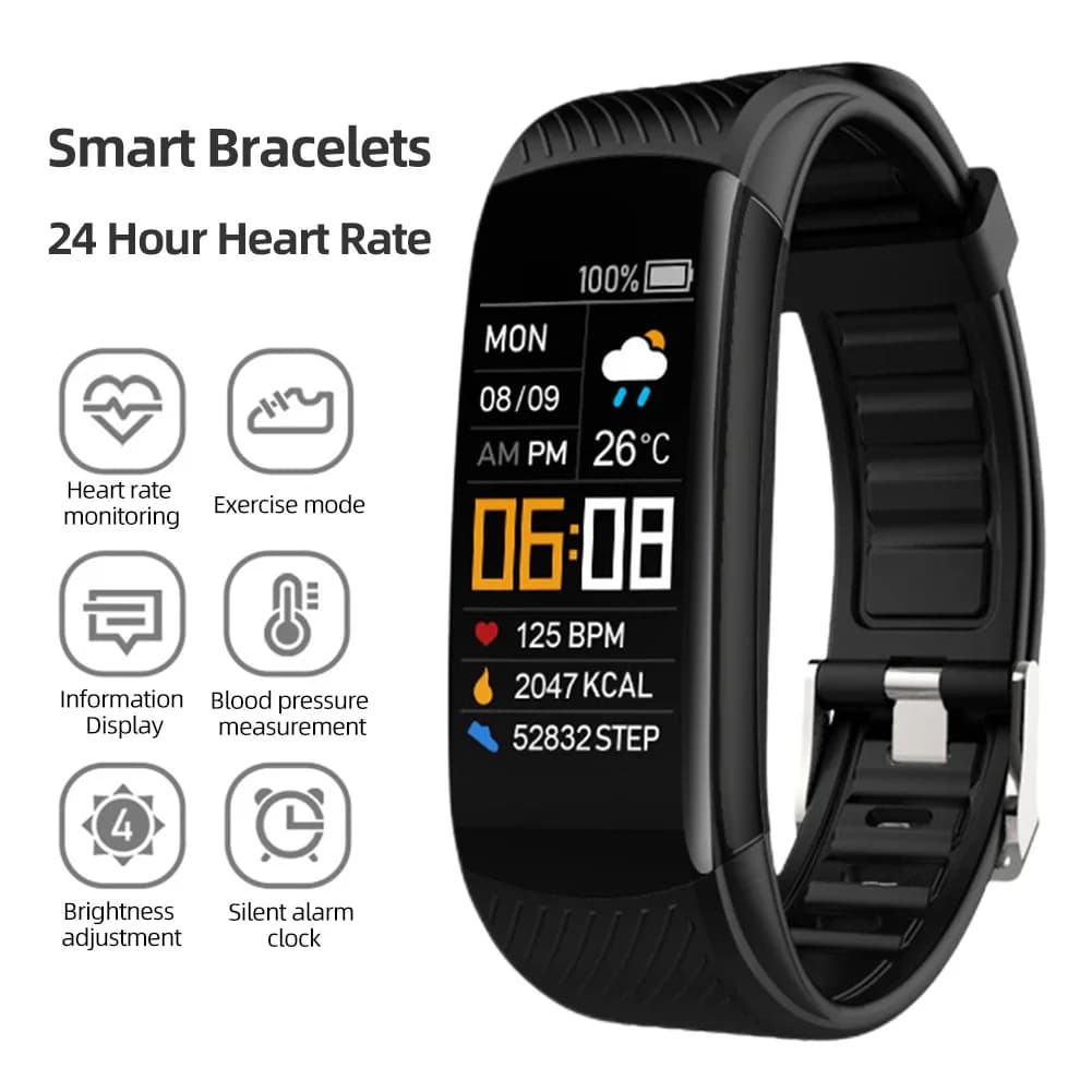 Smart Watch Waterproof Sport Smartwatch Heart rate/blood pressure/blood oxygen monitor Direct USB charging for outdoor exercises
