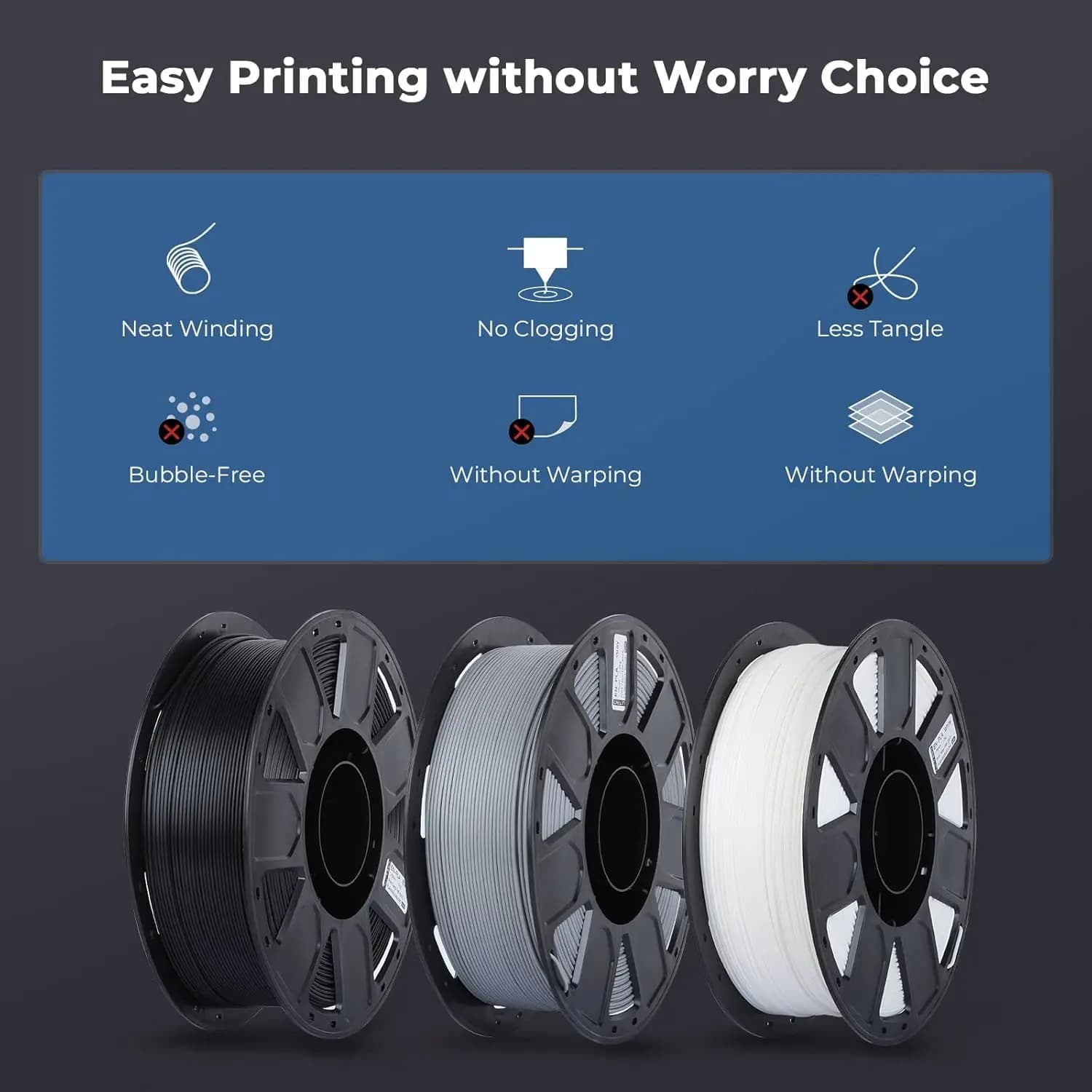 Creality 3D Printer Filament PLA Excellent Adhesion,No Clogging 1kg 1.75mm Printing Filaments Accuracy±0.02mm For FDM 3D Printer