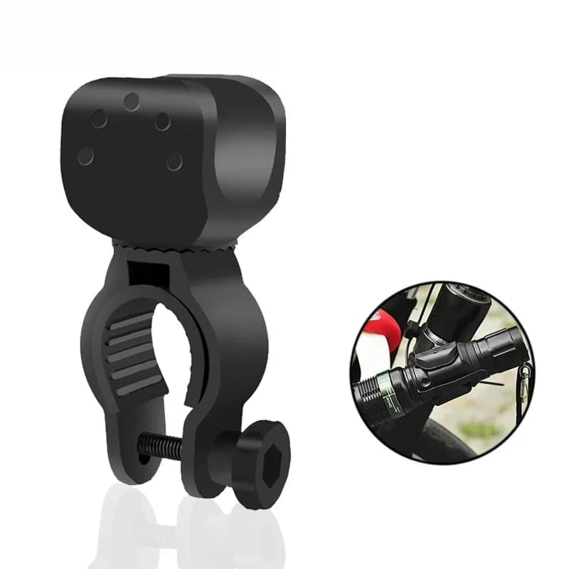 Staffa universale per luce per bici girevole a 360 gradi Supporto per torcia a LED per strada MTB Clip per luce anteriore per la sicurezza in bicicletta