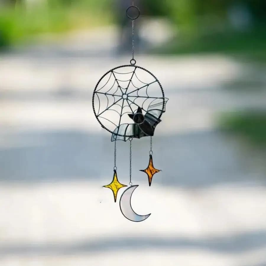 1 Pcs Creative Shaped Wind Chime Ornament Spider Bat Moon Star DIY Halloween Indoor Window Wall Festival Hang Home Decorate