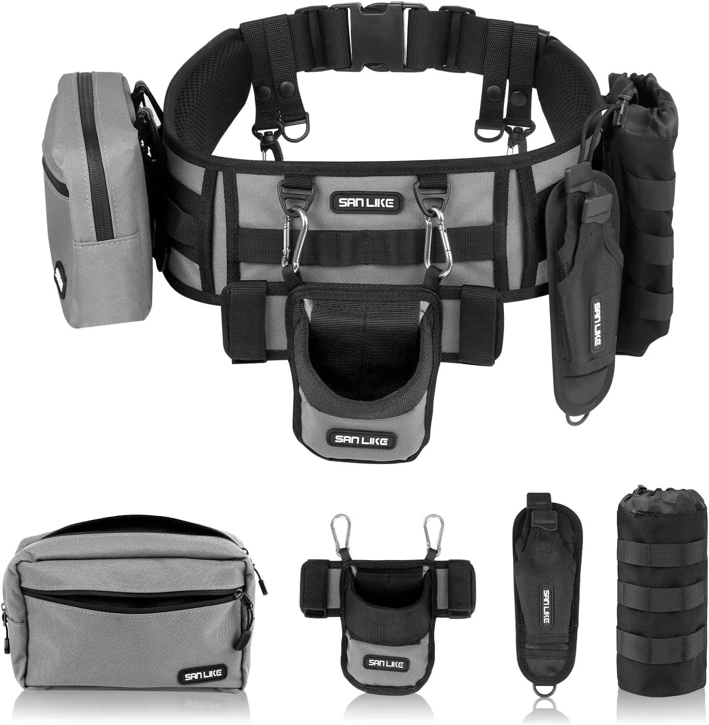 SANLIKE Fishing Belt Rod Holder Wading Fly Fishing Belt Kit Adjustable Fighting Waist Belt with Detachable Tackle Bag