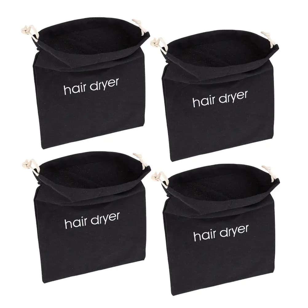 4Pcs Embroidered Canvas Drawstring Hair Dryer Bag Compact Travel Storage Pouch Washable Wear-Resistant Multipurpose Cloth
