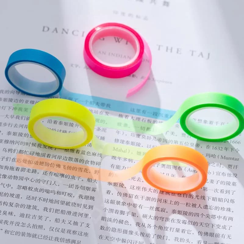 5 rotoli di note adesive scrivibili multicolori, nastro adesivo evidenziatore rimovibile, etichetta indice trasparente