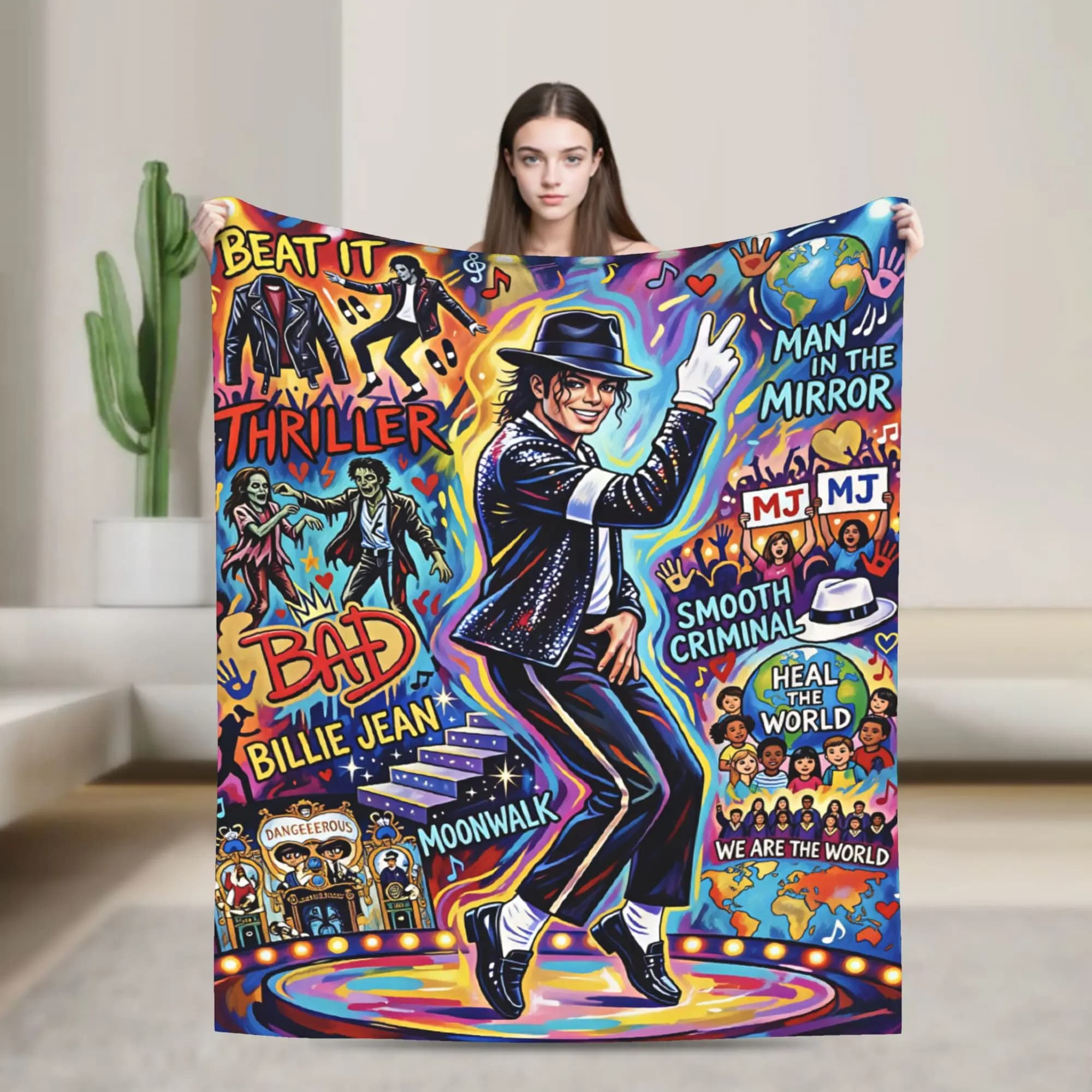 Michael Jackson Flannel Blanket Super Soft Throw Blanket for Couch Chair Decorative Aesthetic Bedspread Sofa Bed Cover