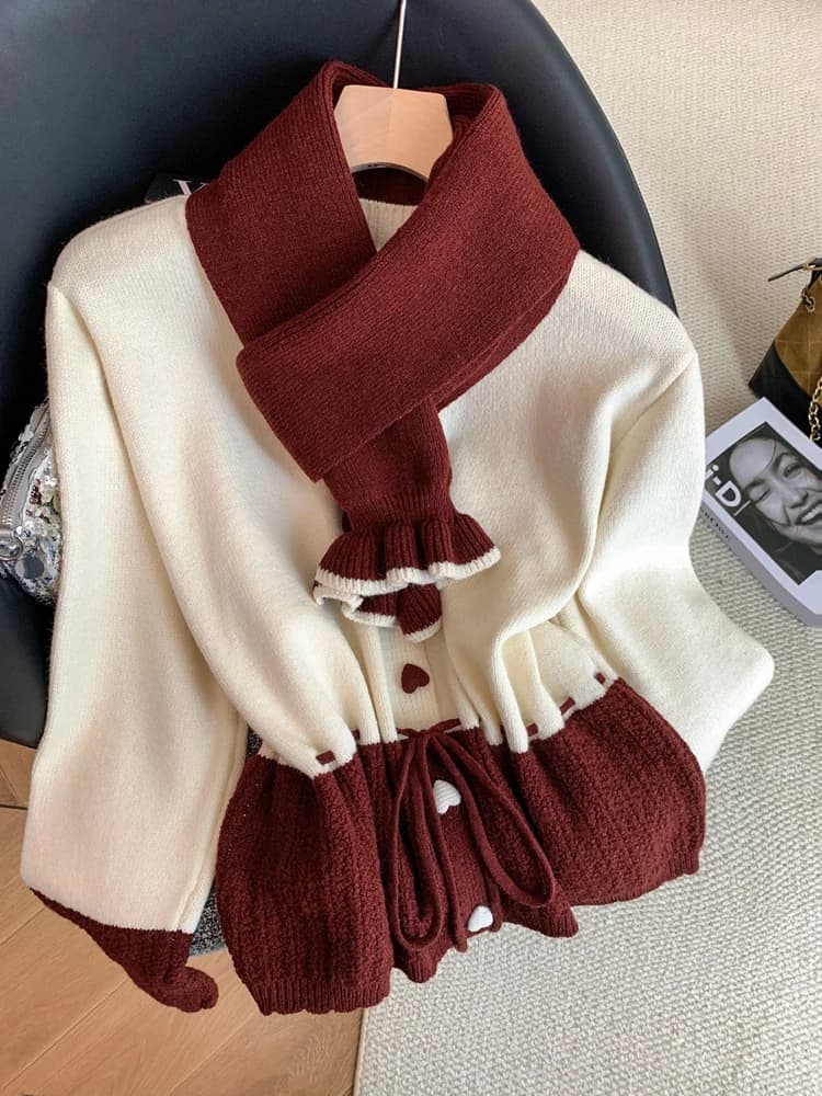 Dolce preppy cardigan lavorato a maglia donna bottoni chic patchwork patchwork maglione kawaii autunno inverno sciarpa o collo maglieria casual top
