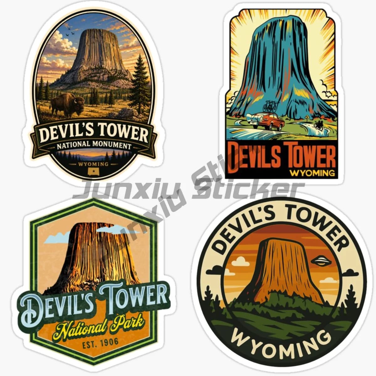 DEVILS TOWER WYOMING America Tourist Commemorative Stickers Decorate Motorcycle Helmets with Self-adhesive Stickers